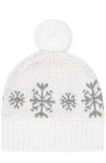 Кашемировая шапка с принтом и помпоном Loro Piana