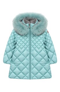 Стеганое пальто на молнии с капюшоном Moncler Enfant