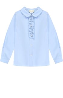 Хлопковая блуза с рюшей Gucci