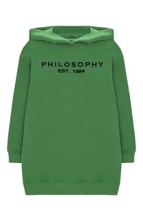 Хлопковое мини-платье с капюшоном Philosophy di Lorenzo Serafini Kids