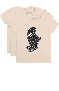 Комплект из трех хлопковых футболок с аппликациями Moncler Enfant
