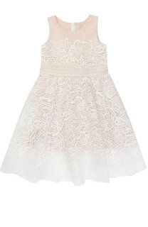 Платье-макси с кружевной отделкой и бантом на поясе Tadashi Shoji Kids