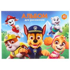 Альбом для рисования а4, 40 листов 100 г/м², на склейке, щенячий патруль PAW Patrol