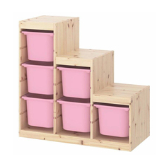 Ящик для хранения с контейнерами TROFAST 6Б розовый Икеа Garden