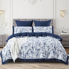 Постельное белье евростандарт, простыня 240х260 см, 2 наволочки 70х70 см, 2 наволочки 50х70 см, пододеяльник 200х220 см, Karteks, сатин, окантовка, SOK031