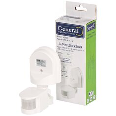 Датчик движения настенный, 1200 Вт, 5-420 с, 11 м, белый, 1/50, General Lighting Systems, GMS1-W-11-7-W