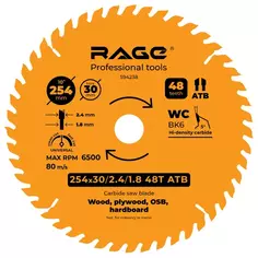 Диск пильный по дереву Rage 48Т 254x30x1.8 мм