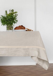 Скатерть Bellehome Laces Natural с кружевом 140х170 лен