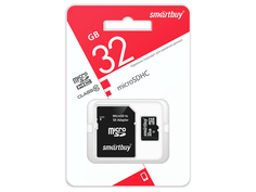 Карта памяти 32Gb - SmartBuy Micro Secure Digital HC Class10 SB32GBSDCL10-01LE с переходником под SD