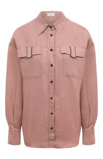 Рубашка изо льна и хлопка Brunello Cucinelli