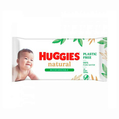 Салфетки для тела HUGGIES Влажные салфетки Natural биоразлагаемые 48