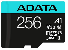 Карта памяти 256GB ADATA AUSDX256GUI3V30SA2-RA1 UHS-I U3 Class 10/V30S/A2, Adapter, 100/80 MB/s, RTL