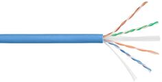 Кабель витая пара U/UTP 6 кат. 4 пары NIKOLAN NKL 9140C-BL 23AWG(0.57 мм), медь, одножильный (solid), внутренний, LSZH, нг(A)-HFLTx, синий, уп/305м