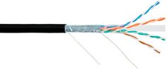 Кабель витая пара F/UTP 6а кат. 4 пары NIKOLAN NKL 4255C-BK 23AWG(0.57 мм), медь, одножильный (solid), внутренний, LSZH, нг(A)-HFLTx, чёрный, уп/500м