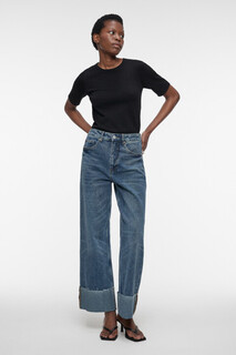 брюки джинсовые женские Джинсы-трубы wide leg с широкими подворотами Befree