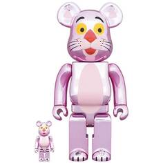 Фигура Bearbrick Medicom Toy The Pink Panther Chrome 400% and 100%