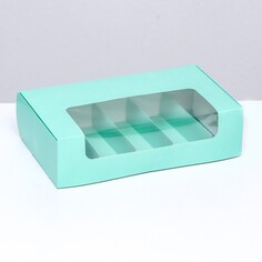 Коробка складная с окном под 5 эклеров зеленая, 25 х 15 х 6,6 см Upak Land