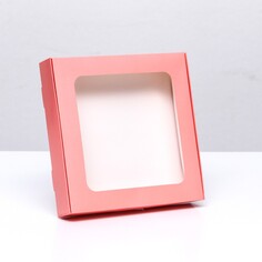Коробка самосборная с окном розовая, 16 х 16 х 3 см Upak Land