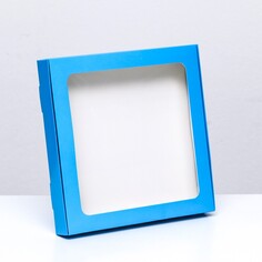 Коробка самосборная с окном синяя, 21 х 21 х 3 см Upak Land