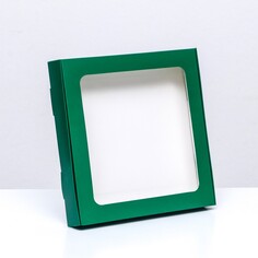 Коробка самосборная с окном, зеленый, 19 х 19 х 3 см Upak Land