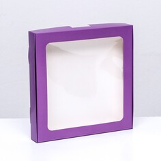 Коробка самосборная с окном сиреневая, 21 х 21 х 3 см Upak Land