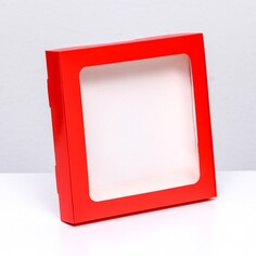 Коробка самосборная, красная с окном, 19 х 19 х 3 см Upak Land