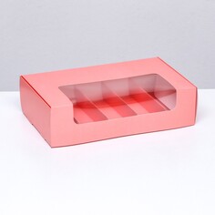 Коробка складная, под 5 эклеров розовый, 25 х 15 х 6,6 см Upak Land