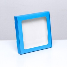 Коробка самосборная, с окном синяя , 19 х 19 х 3 см Upak Land