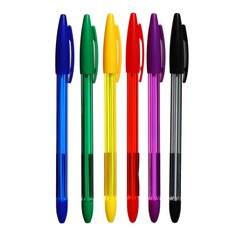 Набор шариковых ручек 6 цветов, однотонный цвет корпуса, в блистере NO Brand