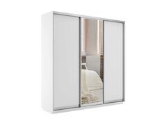 Шкаф-купе Экспресс Трио210 Белый снег с зеркальным фасадом Bravo