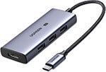 USB-концентратор 4 в 1 (хаб) Ugreen 3 х USB 3.0, HDMI 4Кх120Гц (50629)