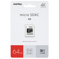 Модули памяти карта памяти micro SDXC SMARTBUY 64GB Class10 PRO s с адаптером SD