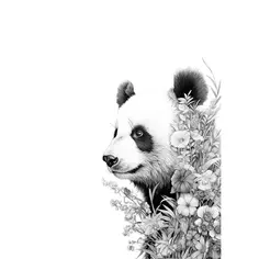 Постер Панда в цветах 21x29.7 см Арт Дизайн
