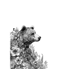 Постер Медведь в цветах 21x29.7 см Арт Дизайн