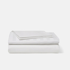 Комплект постельного белья HOME STORY Комплект белый страйп (Евро, 50 × 70, На резинке)