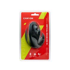 Мышь Wireless Canyon MW-16 CNS-CMSW16B эргономичная вертикальная форма, Pixart 3212, 6 кн, 1600DPI, прорезиненное покрытие, черная