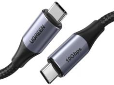 Кабель UGREEN US355 80150 USB-C 3.1 M/M Gen2 5A в оплетке, 1м, цвет: черный