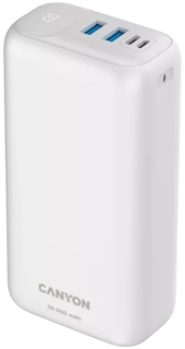 Аккумулятор внешний портативный Canyon PB-301 30000 мАч, вход: USB Тип C + Micro USB, выход: USB Тип C + 2*USB Тип A, white