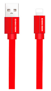 Кабель интерфейсный More Choice K20i USB 2.1A для Lightning 8-pin плоский нейлон 1м Red