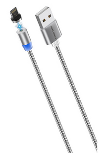 Кабель интерфейсный More Choice K61Si Smart USB 2.4A для Lightning 8-pin Magnetic нейлон 1м Dark Grey