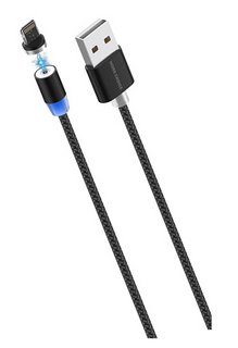 Кабель интерфейсный More Choice K61Si Smart USB 2.4A для Lightning 8-pin Magnetic нейлон 1м Black