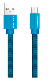 Кабель интерфейсный More Choice K20m USB 2.1A для micro плоский USB нейлон 1м Blue