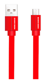 Кабель интерфейсный More Choice K20m USB 2.1A для micro плоский USB нейлон 1м Red