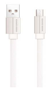 Кабель интерфейсный More Choice K20m USB 2.1A для micro плоский USB нейлон 1м White