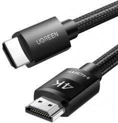 Кабель интерфейсный UGREEN HD119 40104_ 4K HDMI Cable Male to Male Braided, 10м, черный