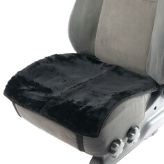 Накидка на переднее сиденье, натуральная шерсть, короткий ворс, черный NO Brand