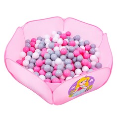 Шарики для сухого бассейна с рисунком, диаметр шара 7,5 см, набор 150 штук, цвет розовый, белый, серый Solomon