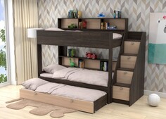 Кровати для подростков Подростковая кровать Белый Слон plus Golden Kids 10.1 трехъярусная (венге)