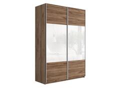 Шкаф Прайм 2 TM_L-120 Крафт Табачный Стекло белое ЛДСП 1200*2300*570 Bravo