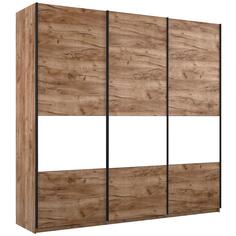 Шкаф-купе Прайм Премиум 3-х дверный (фасад дсп/стекло белое) Чёрный профиль Крафт табачный Bravo